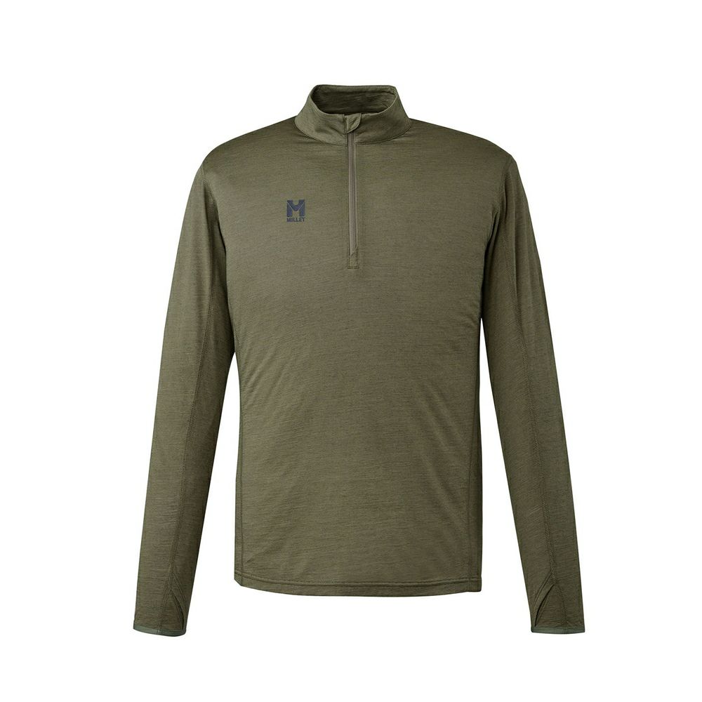 ミレー クータイIIウールジップ ロングスリーブ 登山 メンズ OLIVE XS ミレー クータイIIウールジップ ロングスリーブ 登山 メンズ OLIVE XS