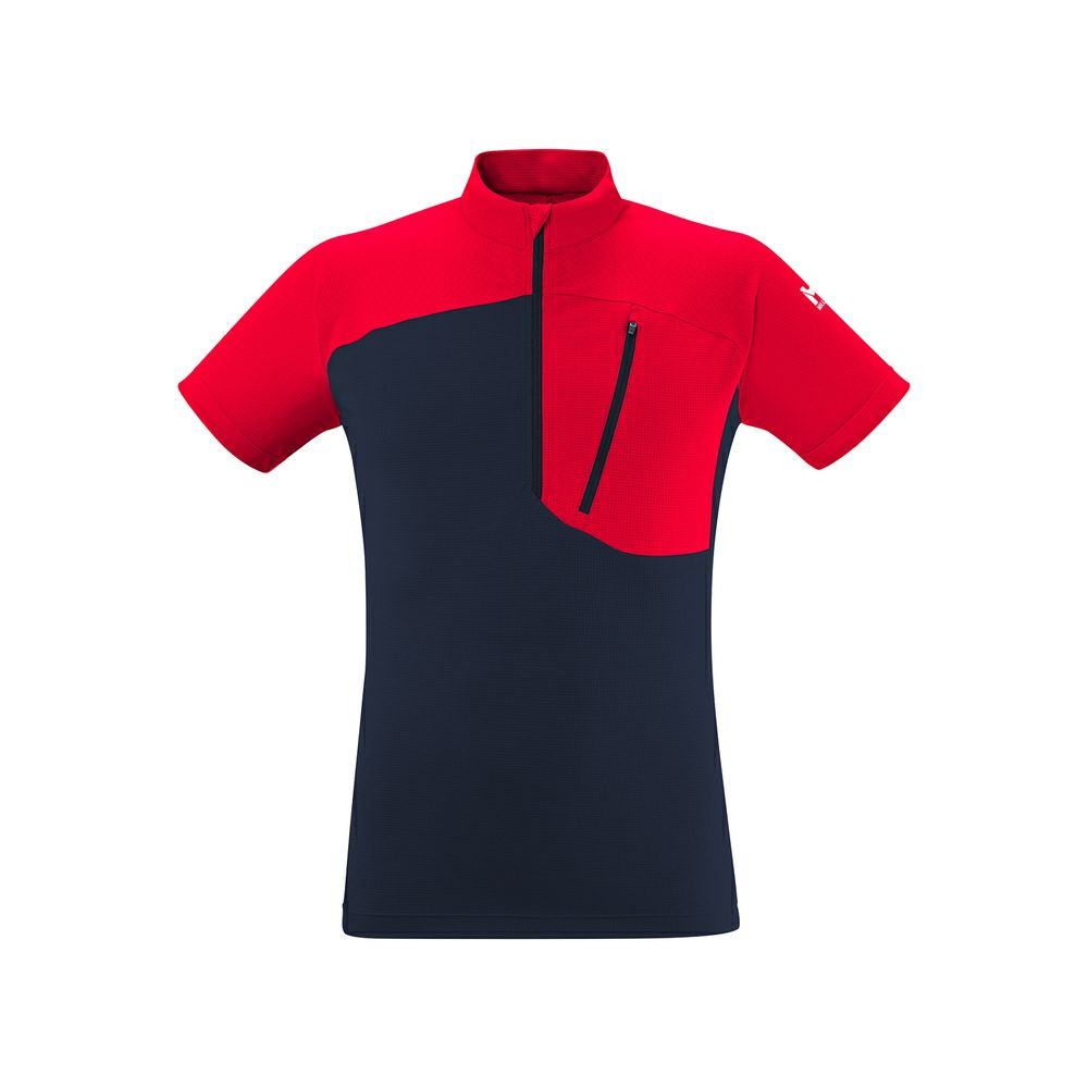 ミレー モルフォ ジップ ショートスリーブ 登山 メンズ SAPHIR/ROUGE L ミレー モルフォ ジップ ショートスリーブ 登山 メンズ SAPHIR/ROUGE L