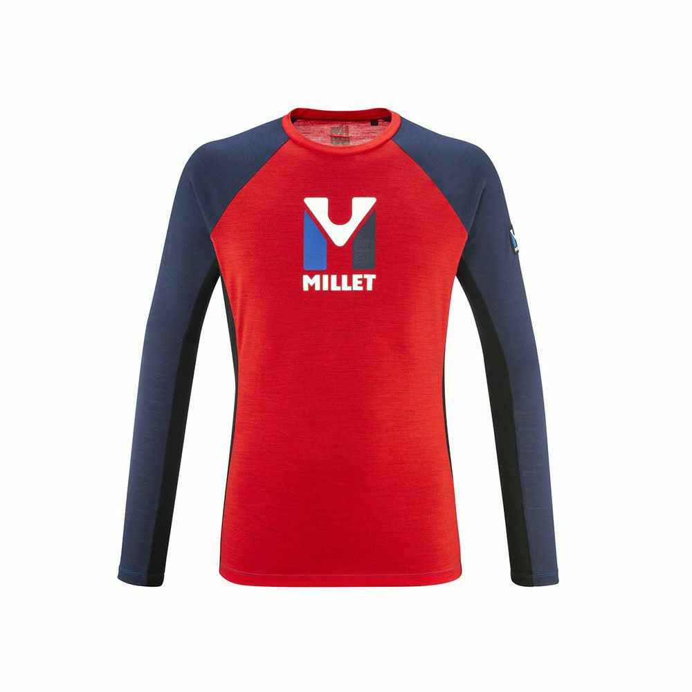 ミレー トリロジー ウール Tシャツ ロングスリーブ 登山 メンズ ROUGE/NOIR XS ミレー トリロジー ウール Tシャツ ロングスリーブ 登山 メンズ ROUGE/NOIR XS